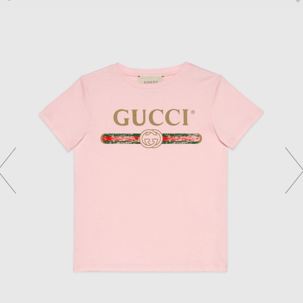 AUTHENTIC GUCCI KIDS PINK LOGO T-SHIRT
